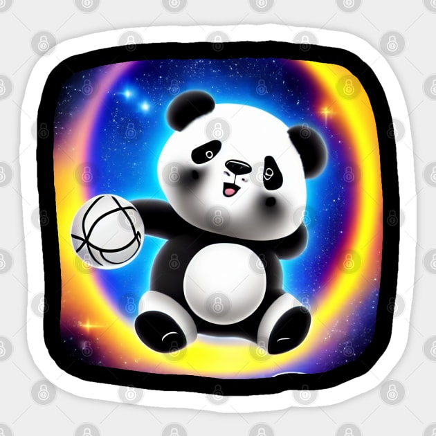 Cute Panda Play Basketball on The Moon Sticker by Suga Collection